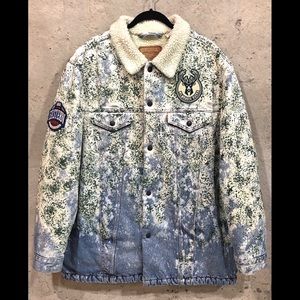 Custom Milwaukee Bucks Denim Sherpa Jacket